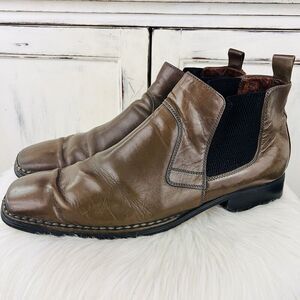 Marco Vicci Premium Brown Leather Marcos Shiny Embossed Chukka Boots Mens 13M